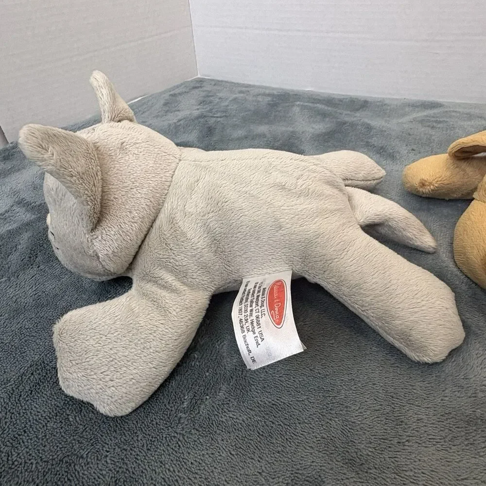 Melissa And Doug Kitty Cat Gray & Tan Puppy Dog Plush Embroidered Eyes 8